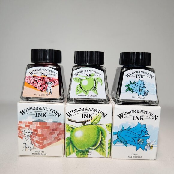 3X Winsor & Newton Drawing Ink 14ml Bottle Blue Red Green Shimmer NEW Art Suppli - Picture 6 of 11